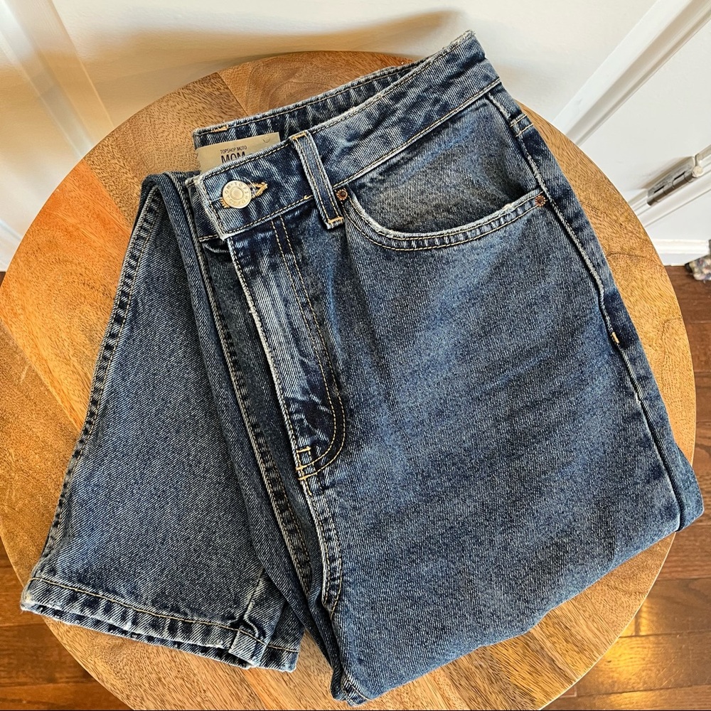 Topshop Moto Mom Jeans Medium Blue Wash